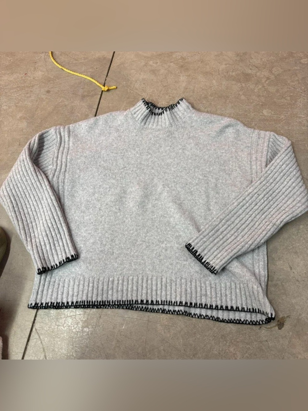 Joie Light Gray Mock Neck Sweater with Black Trim